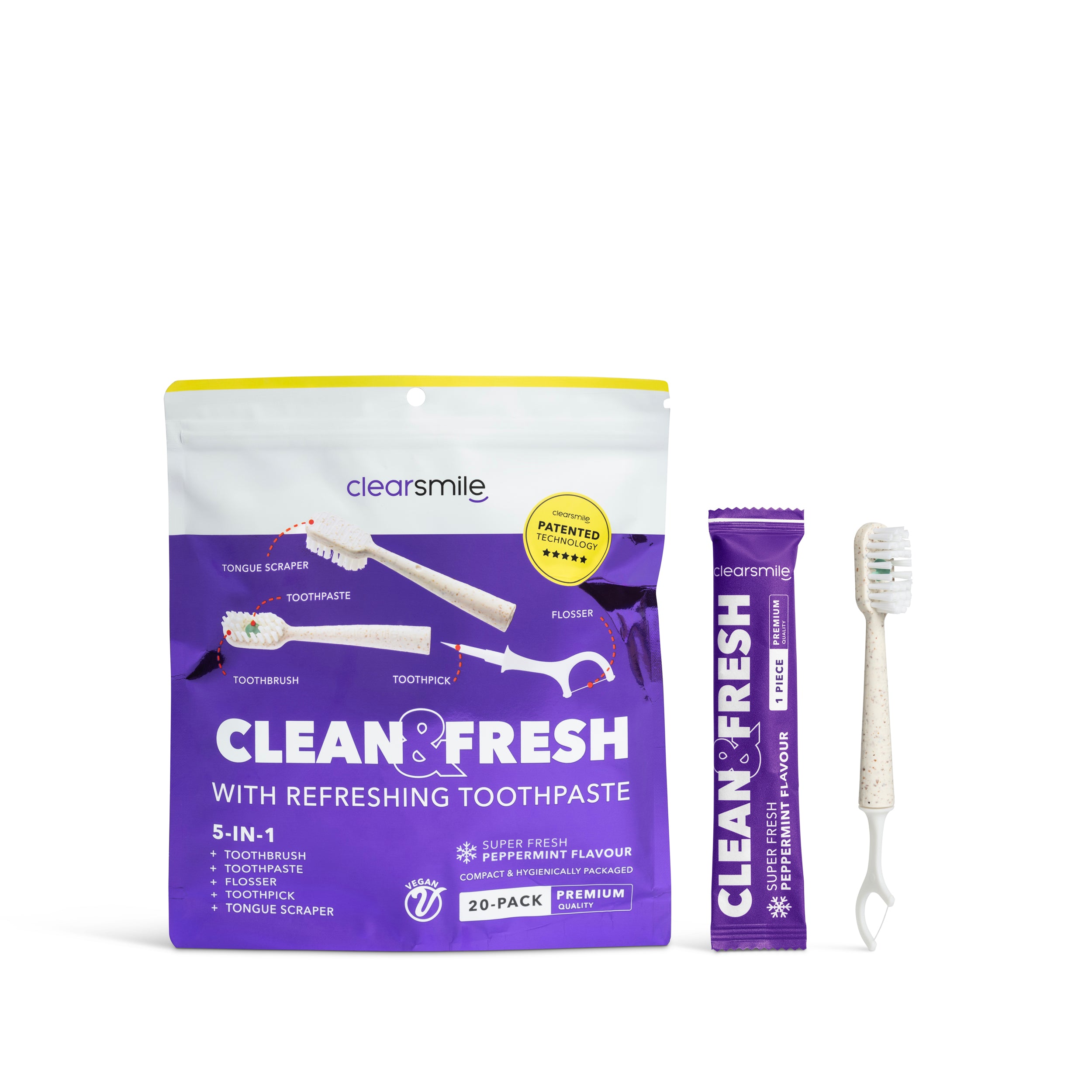 5 in 1 Tooth Brush - Clean & Fresh - Peppermint