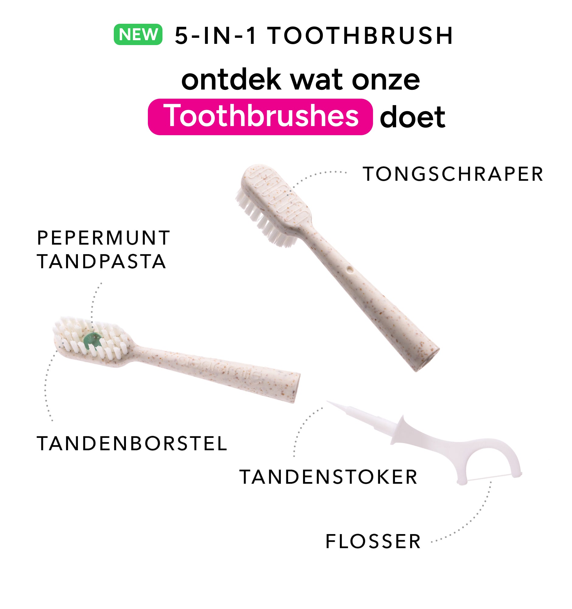 5 in 1 Tooth Brush - Clean & Fresh - Peppermint